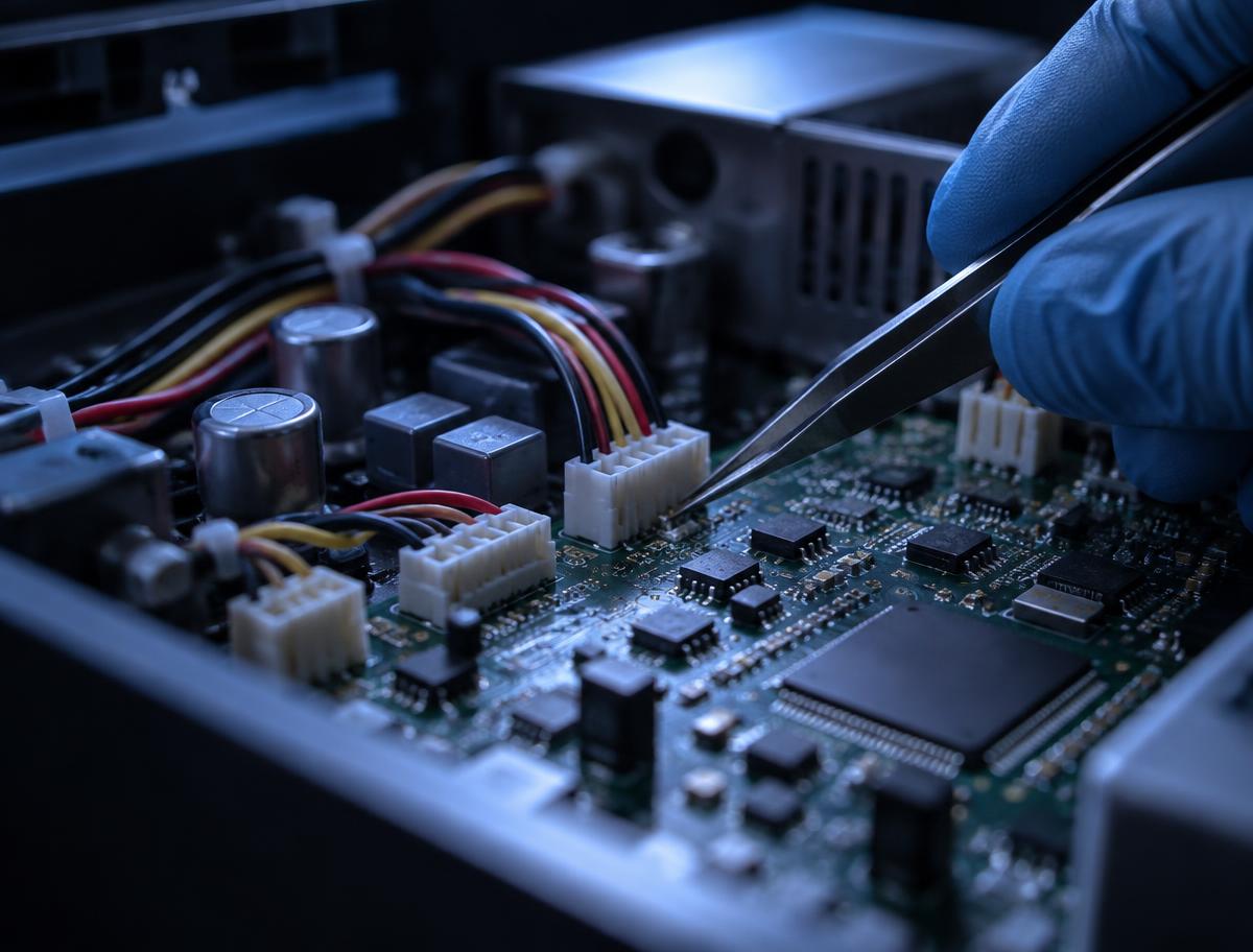 Carte électronique industrielle en cours de contrôle
